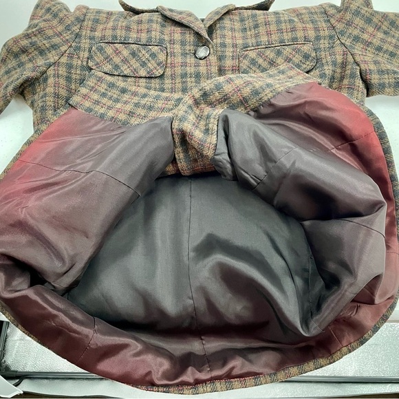 Willi Smith Vintage Wool Blend Plaid Faux Leather Button Pockets Jacket Blazer - Picture 9 of 9